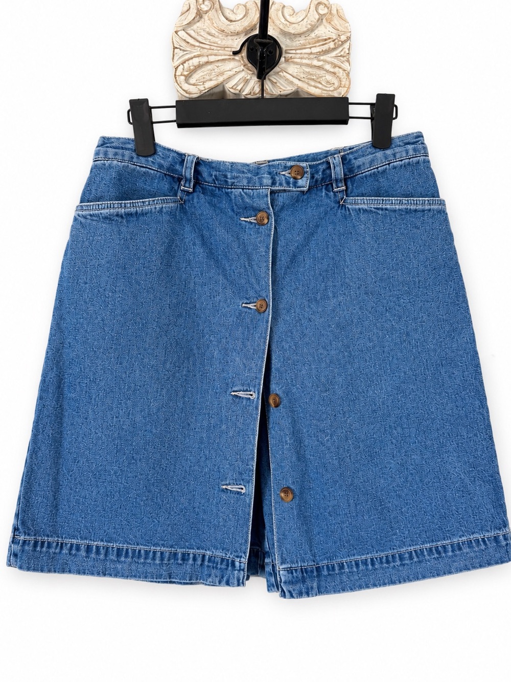 Denim Button-Front Mini Shorts - Blue - Picture 2 of 10